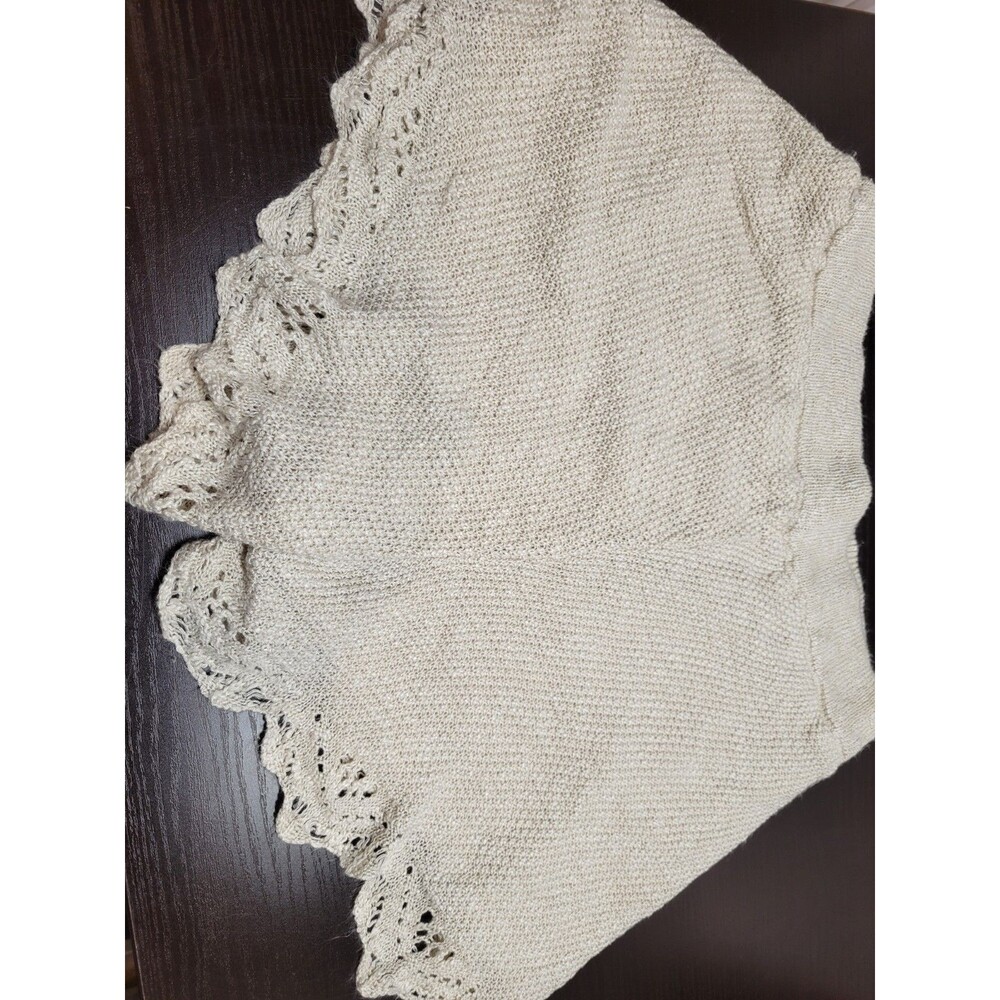 LC Lauren Conrad Ivory Crochet Sweater Shorts - Boho Scalloped Hem - Large - Picture 3 of 7